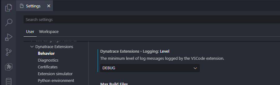 log settings