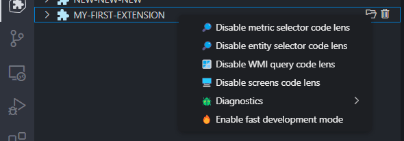workspace context menu